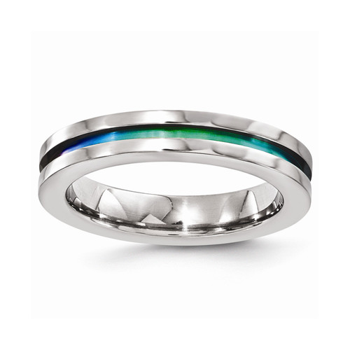 Edward Mirell Titanium 4mm Multicolor Anodized Groove Flat Wedding Band Sz 5-12