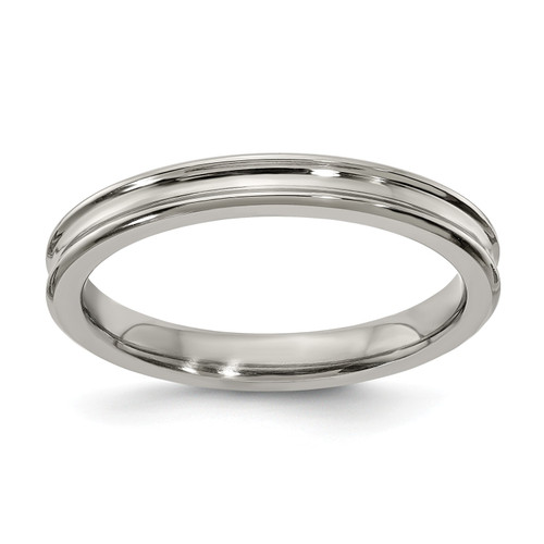 Edward Mirell Grey Titanium 3mm Comfort Fit Concave Wedding Band Sizes 5 to 12