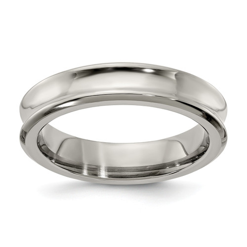 Edward Mirell Grey Titanium 5mm Comfort Fit Concave Wedding Band Sizes 5 to 12
