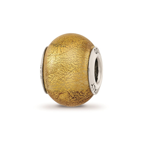 Reflection Beads Sterling Silver Champagne Yellow Italian Murano Glass Bead