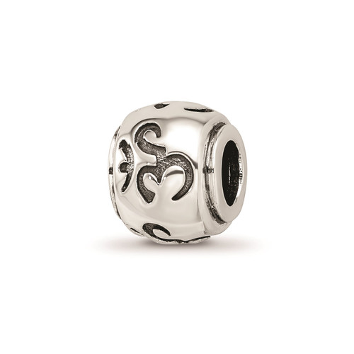 Reflection Beads Sterling Silver Antique Finish Om Symbol Pattern Bead