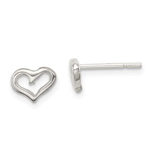 .925 Sterling Silver Small Heart Post Love Earrings 5mm x 7mm - QE8622