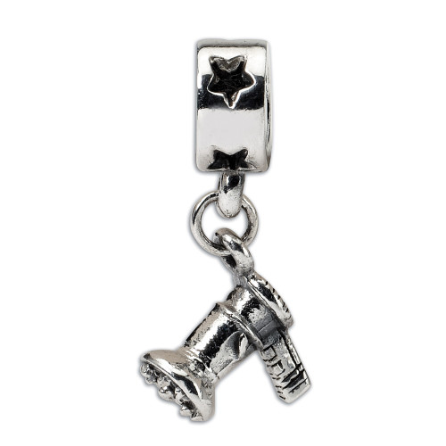 Hair Dryer Dangle Bead .925 Sterling Silver Antique Finish Reflection Beads - QRS1384