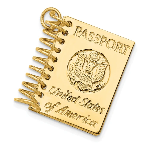 14k Yellow Gold Solid Stamped 3d Polish Passport Charm