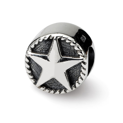 Star Bead .925 Sterling Silver Antique Finish Reflection Beads - QRS1436