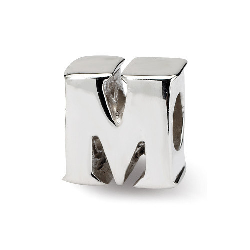 Initial Letter M Bead .925 Sterling Silver Reflection Beads - QRS468M