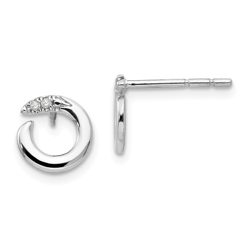 .925 Sterling Silver 0.02 Ct. Diamond Open Circle Earrings White Ice - QW194