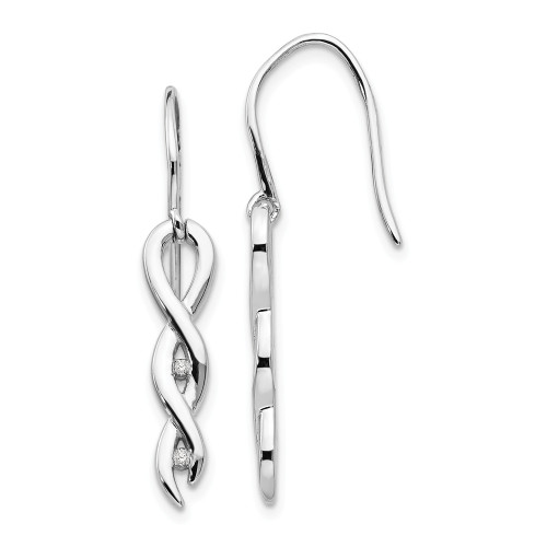.925 Sterling Silver 0.04 Ct. Diamond Twist Dangle Earrings White Ice - QW241
