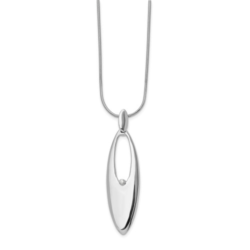 Sterling Silver 0.01 Ct. Diamond Fancy Teardrop Pendant 18" Necklace White Ice - QW267-18