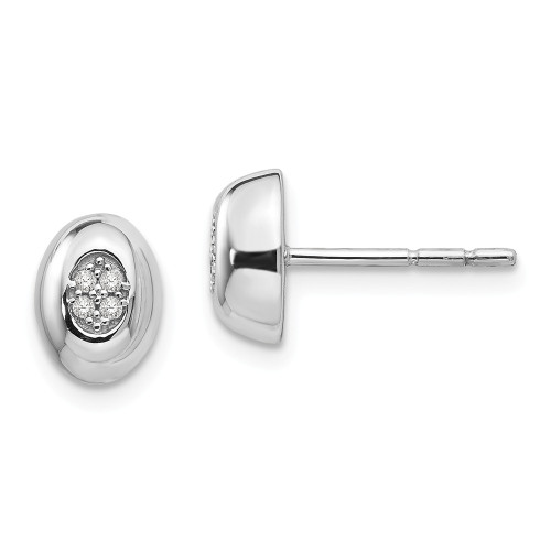.925 Sterling Silver 0.04 Ct. Diamond Oval Earrings White Ice - QW308 .925 Sterling Silver 0.04 Ct. Diamond Oval Earrings White Ice - QW308