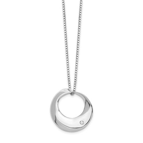 .925 Sterling Silver 0.02 Ct. Diamond Open Circle Pendant 18" Necklace White Ice - QW319-18