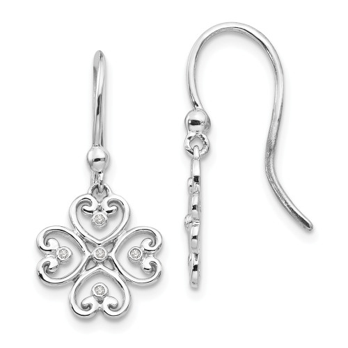 .925 Sterling Silver 0.03 Ct. Diamond Shepherd Hook Earrings White Ice - QW338 .925 Sterling Silver 0.03 Ct. Diamond Shepherd Hook Earrings White Ice - QW338