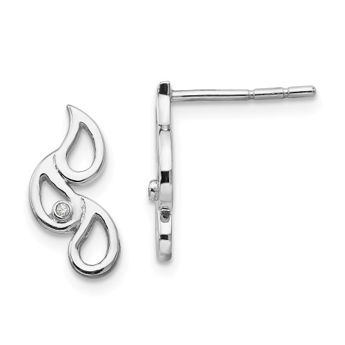 .925 Sterling Silver 0.01 Ct. Diamond Triple Raindrop Post Earrings White Ice - QW391