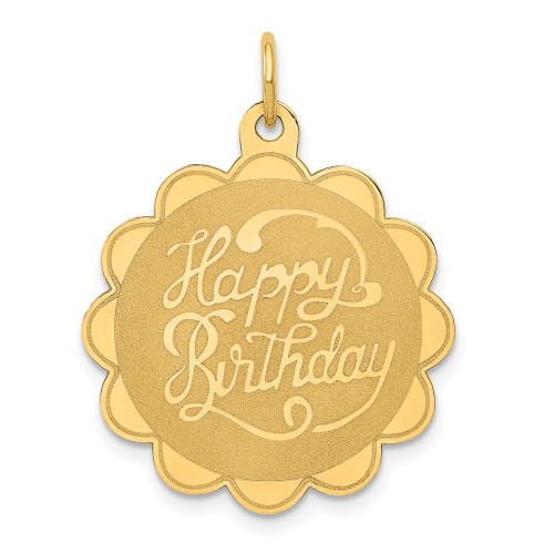 14k Yellow Gold Polished Faceted Happy Birthday Charm - XAC761