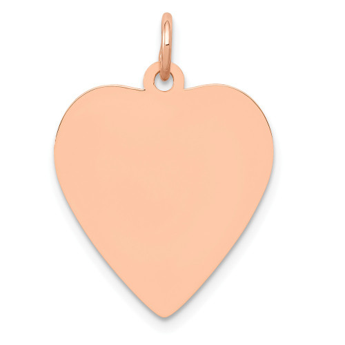 14K Rose Gold Polished and Stamped Heart Disc Fancy Charm Pendant For Necklace - XAC810