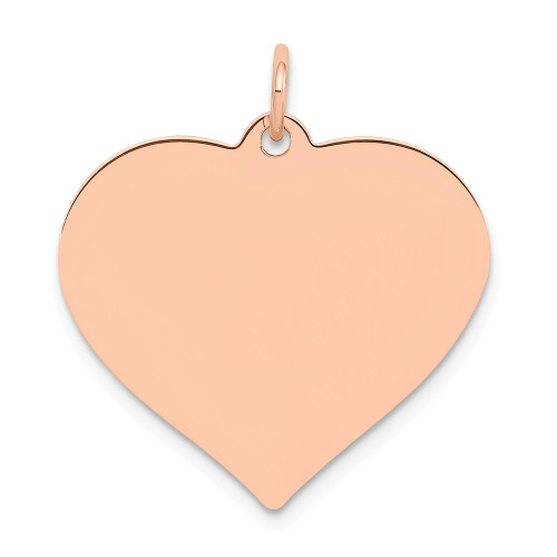 14K Rose Gold Polished and Stamped Heart Disc Fancy Charm Pendant For Necklace - XAC814