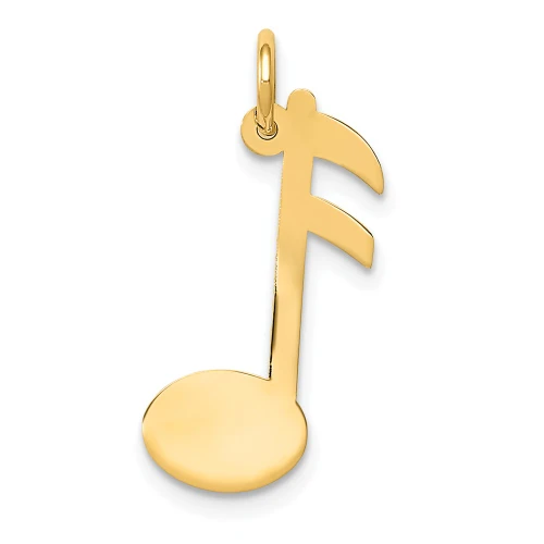 14K Yellow Gold Polished & Stamped Musical Note Fancy Charm Pendant For Necklace - XAC929