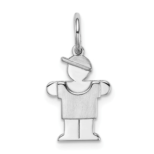 14K White Gold Polished Solid Finish Mini Boy Stretch Hands For Hug Kid Charm - XK847
