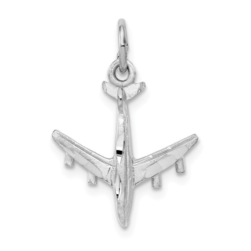 14k White Gold Polished Transportation 3-Dimensional Airplane Charm