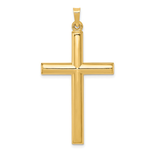14K Yellow Gold Polished Hollow Flat Latin Cross Christianity Religious Pendant - XR249