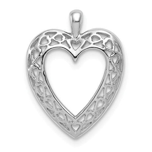 14K White Gold Polished Cut Out Love Heart Fashion Charm Pendant For Necklace