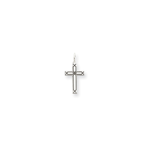 Unisex 14K White Gold Solid Laser Design Crucifix Cross Religious Charm Pendant - XR948