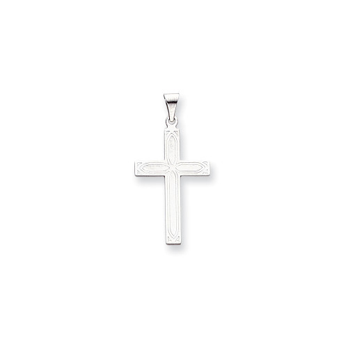 14K White Gold Polished Engraveable Latin Cross Christianity Religious Pendant - XWR30