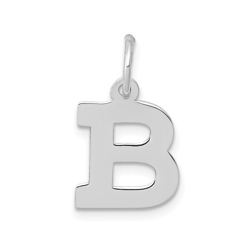 Gent's Ladies 14K White Gold Polished Block Initial "B" Pendant For Necklace - YC665B