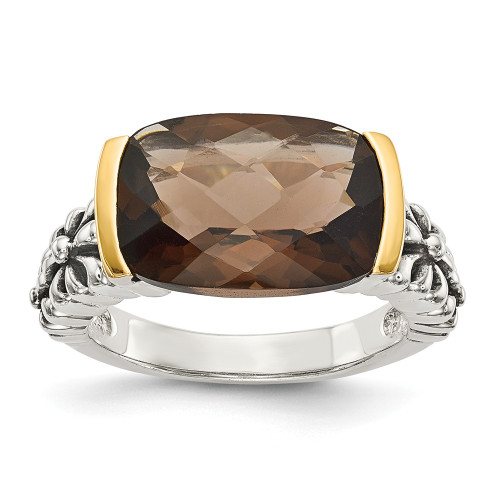 Smokey Quartz Flower Ring .925 Sterling Silver Antique Size 6 - 8 Shey Couture