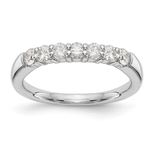 14k White Gold Diamond Wedding Band 7 Stone Basket Set Ring 1/4 Ct to 1 5/8 Ct.