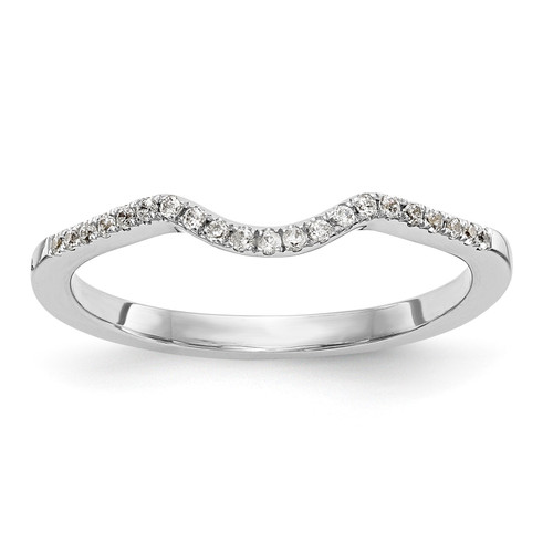 14k White Gold Diamond Wedding Band for Solitaire Contoured Ring 0.06 to 1/5 Ct.
