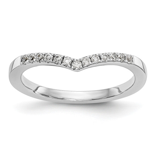 14k White Gold Diamond Wedding Band 'V' Contour Anniversary Ring 1/8 Ct - 1/6 Ct