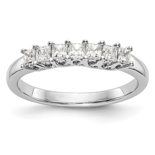 14k White Gold Princess Diamond Wedding Band Trellis Setting Ring 1/2 Ct to 1 Ct