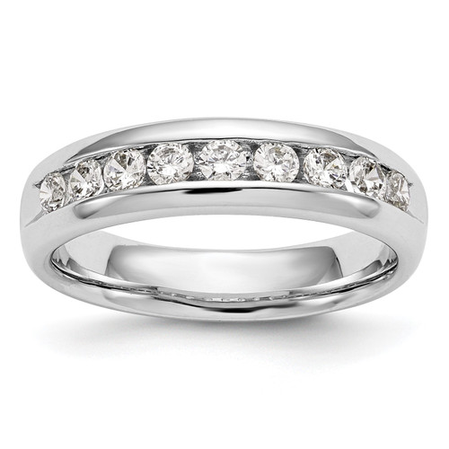 14k White Gold Diamond Wedding Band 9 Stone Anniversary Ring 1/8 Ct to 1 Ct.