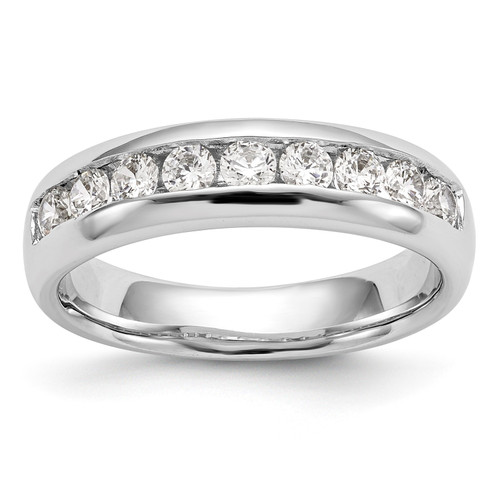 14k White Gold Diamond Wedding Band 9 Stone Anniversary Ring 1/8 Ct to 1.38 Ct.
