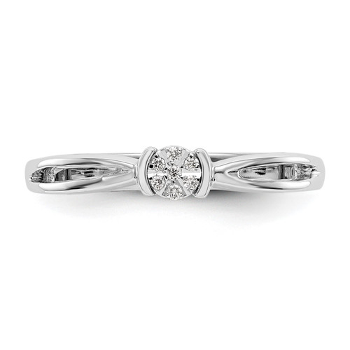 14k White Gold Round Diamond Flower Engagement Split Shank Promise Ring 0.03 Ct.