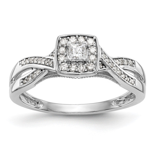 14k White Gold Princess Diamond Square Engagement Infinity Promise Ring 1/3 Ct.