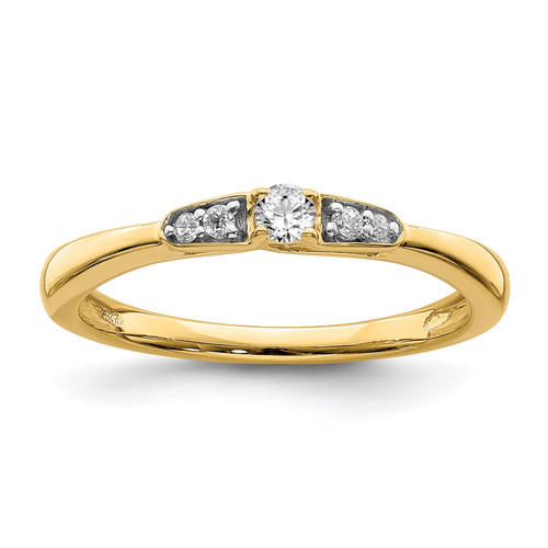 14k Yellow Gold Solitaire Diamond Engagement Tiered Promise Ring 1/8 Ct.