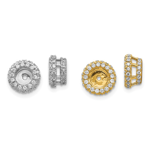 14k Yellow or White Gold Diamond Stud Earring Jacket Enhancer 0.20 Ct to 0.65 Ct