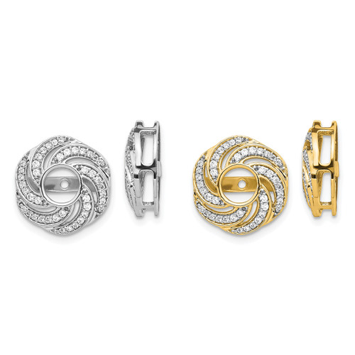 14k Yellow or White Gold Diamond Swirling Stud Earring Jacket 1/4 Ct to 1/3 Ct.