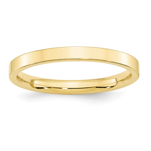 10K Yellow Gold 2.5mm Comfort Fit Flat Wedding Band Solid Ring Sizes 4 - 14
