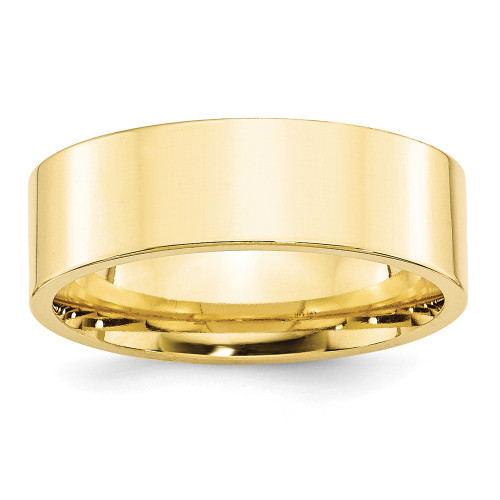 10K Yellow Gold 7mm Comfort Fit Flat Wedding Band Solid Ring Sizes 4 - 14