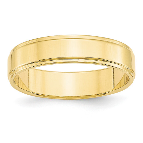10K Yellow Gold 5mm Flat w/ Step Edge Wedding Band Solid Ring Sizes 4 - 14