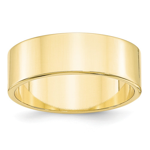 10K Yellow Gold 7mm Flat Wedding Band Lightweight Machined Ring Sizes 4 - 14