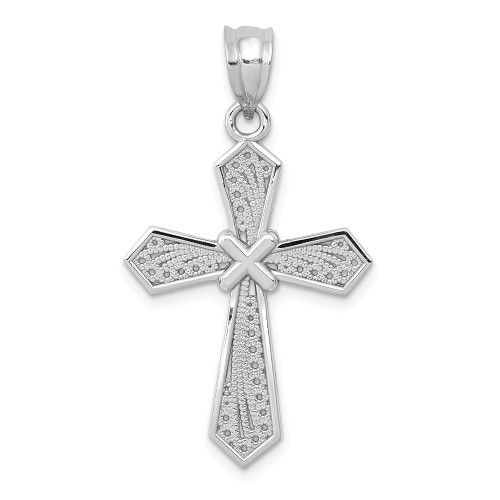 Ladies 14K White Gold Filigree Designed Crucifix Cross Religious Charm Pendant