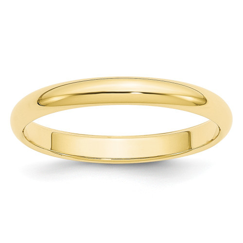 10K Yellow Gold 3mm Half Round Wedding Band Solid Machined Ring Sizes 4 - 14