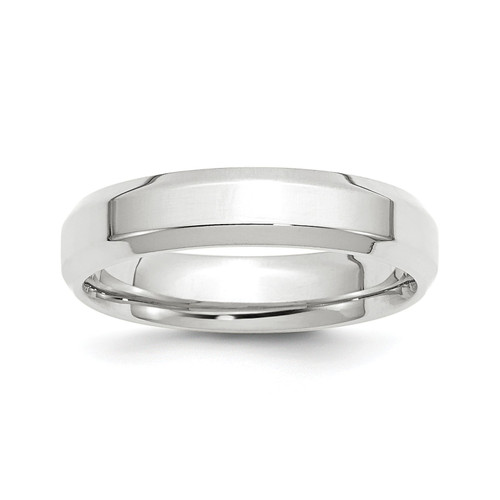 10k White Gold Unisex 5mm Comfort Fit Beveled Edge Wedding Band Sizes 4 to 14
