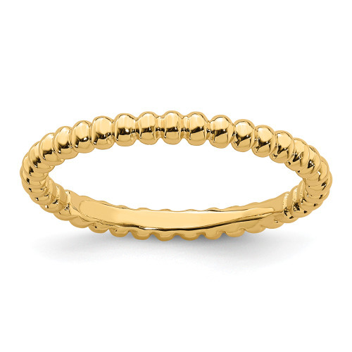 Sterling Silver Stackable Expressions Gold Plated Rice Beaded Ring Size 5 to 10