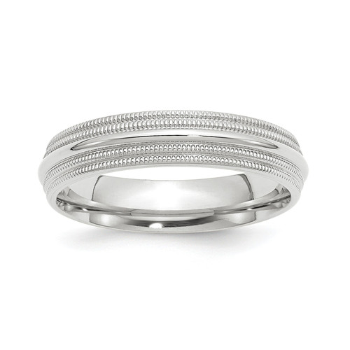 14k White Gold Unisex 5mm Comfort Fit Double Milgrain Wedding Band Sizes 4 to 14