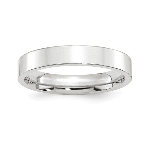14k White Gold Lightweight 4mm Comfort Fit Flat Wedding Band Sizes 4 to 14
